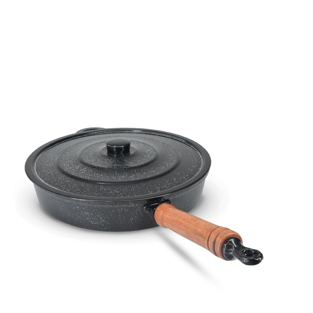 frigideira fundida aluminio batido grosso 30cm preto com tampa 5